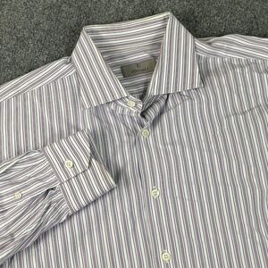 Canali 1934 Shirt XL White Striped Dress Long Sleeve Button Up‎ BAUM WALLE Men's